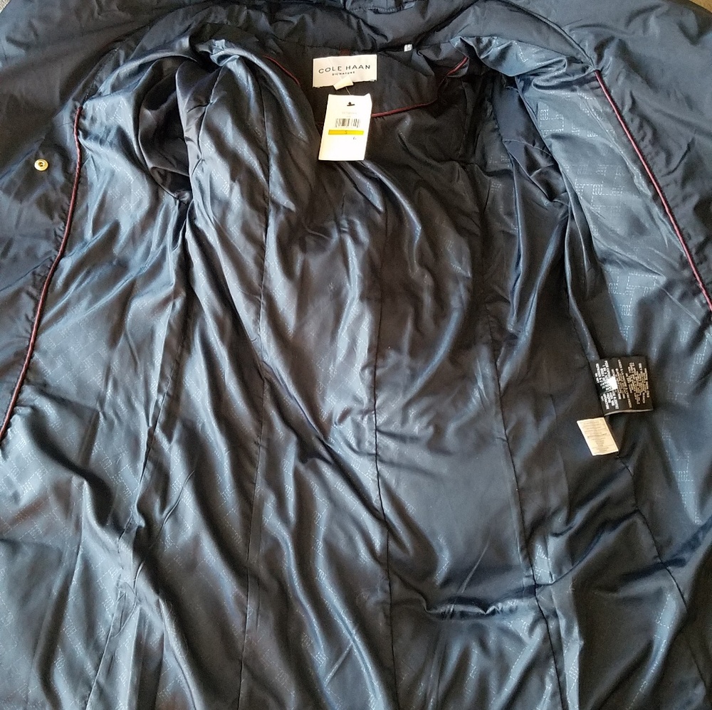 Cole Haan Navy Hooded Long Puffer Coat Size Small - Picture 6 of 8
